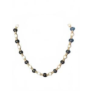 Vintage 14k 1980s Two-Tone Pearl and 14k Gold Bead Necklace